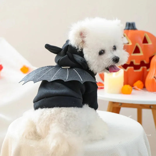 Casaco Morceguinho 3D Halloween de Veludo para Cães e Gatos