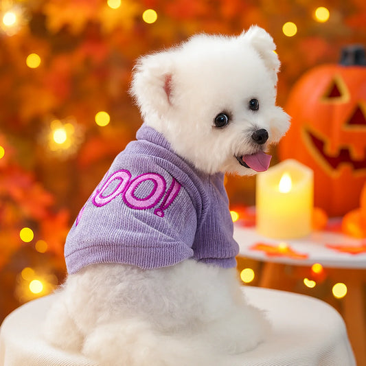Sweater Boo Lilás de Halloween para Cães e Gatos